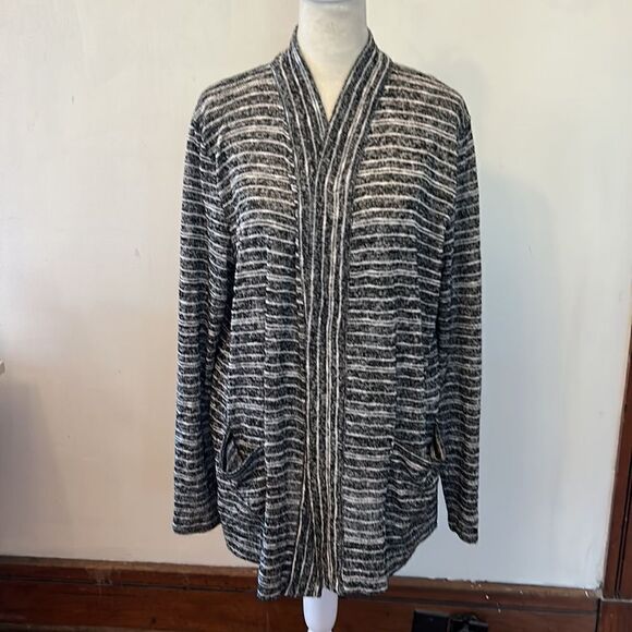 Jones New York Sport black white long sleeve open cardigan Size XL - Picture 2 of 9